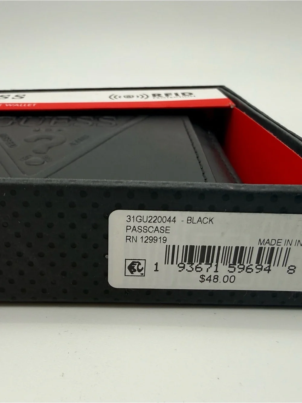 GUESS Black Genuine Leather RFID Card & Key Holder